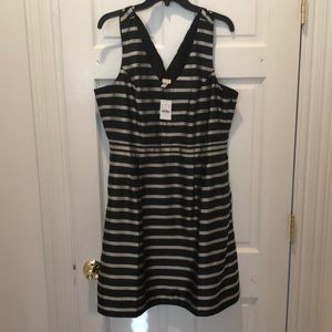 J Crew black and silver striped cocktail dress NWT